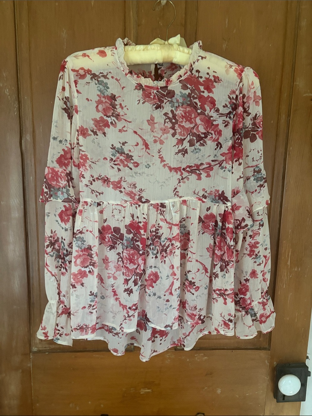 Sundance White Blouse with Pink Floral Print
